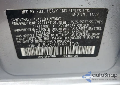 2015 Subaru Xv Crosstrek Sport Limited z USA, uszkodzony, nr VIN JF2GPASC3F8211065